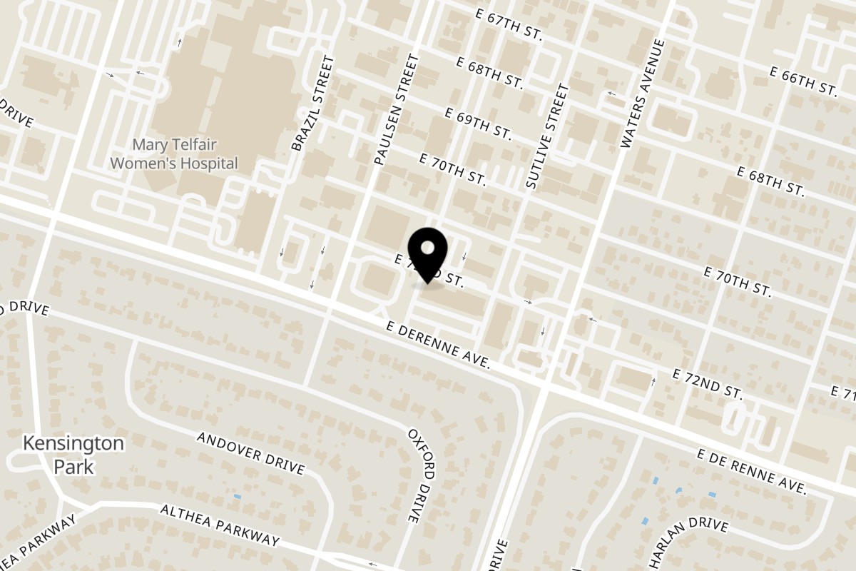 Map showing the location of Sunnyside Up on 800 E Derenne Ave in Savannah